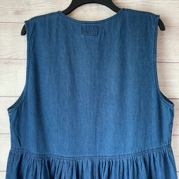 That's The Way To Go Always Innovative Denim Jean Dress Embroidered Birdhouse L - Picture 5 of 16